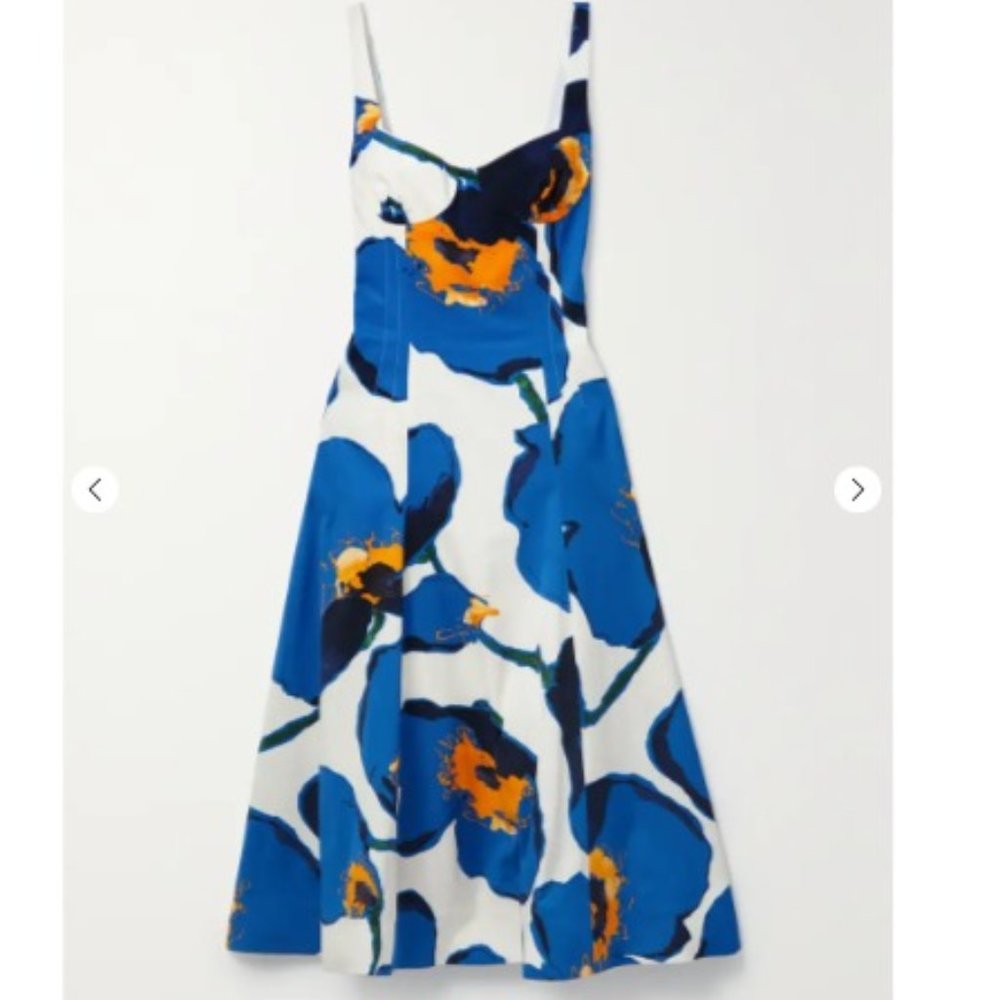 Carolina Herrera Floral-print faille midi dress Size 10 NWT